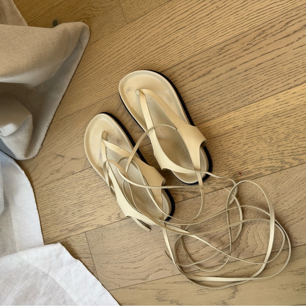 A.Emery Lace Up Cream Sandals